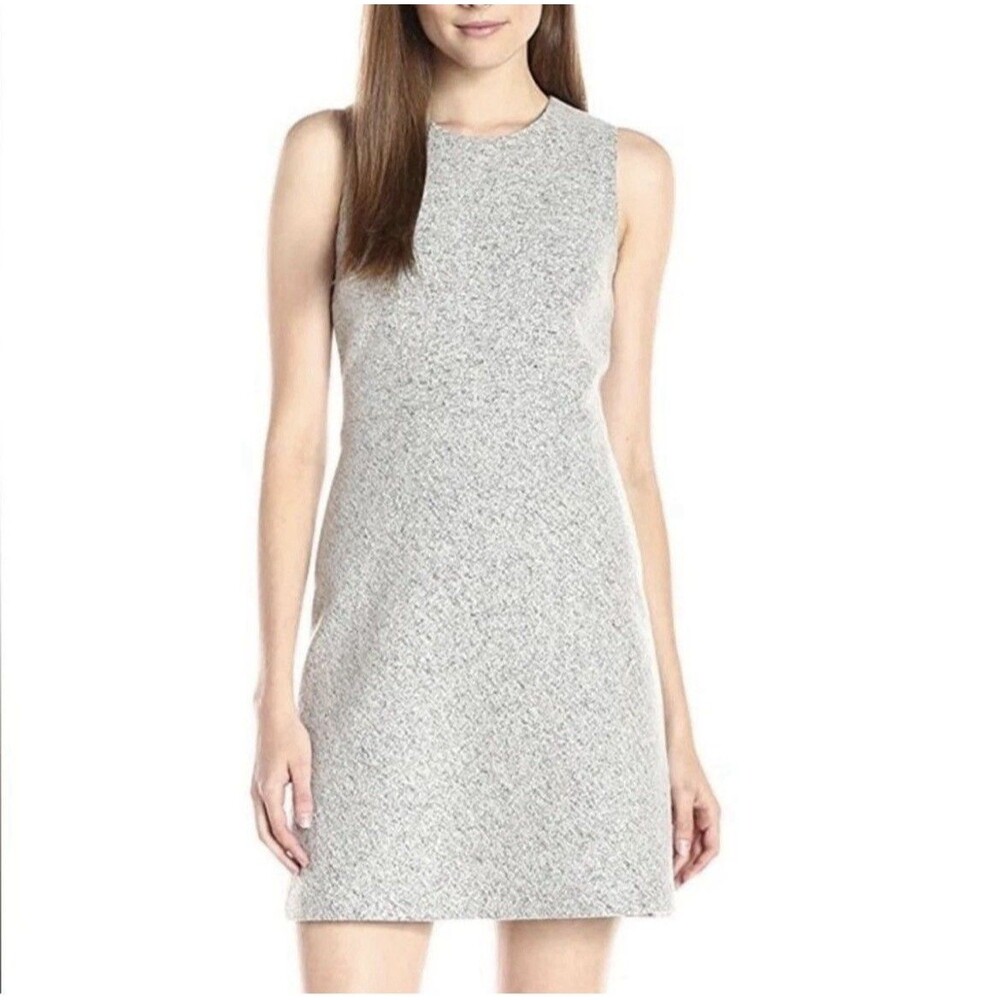 Theory Ranied K Felt Knit Light Heather Gray Sheath Dress Size 2 $355 new